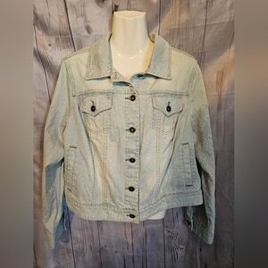 JCP Light Wash Cropped Denim Jacket Women’s 1X Trucker Jean Jacket